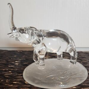 Vintage d'Arques 24% Lead Crystal France Elephant Figurine Sculpture FrostedBase